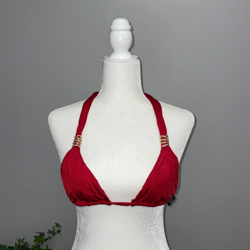 Red snake jewel bathing suit top size small